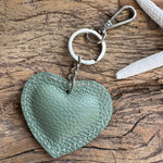 Load image into Gallery viewer, lusciousscarves Handbags Pale Green Small Leather Heart Padded Keyring.

