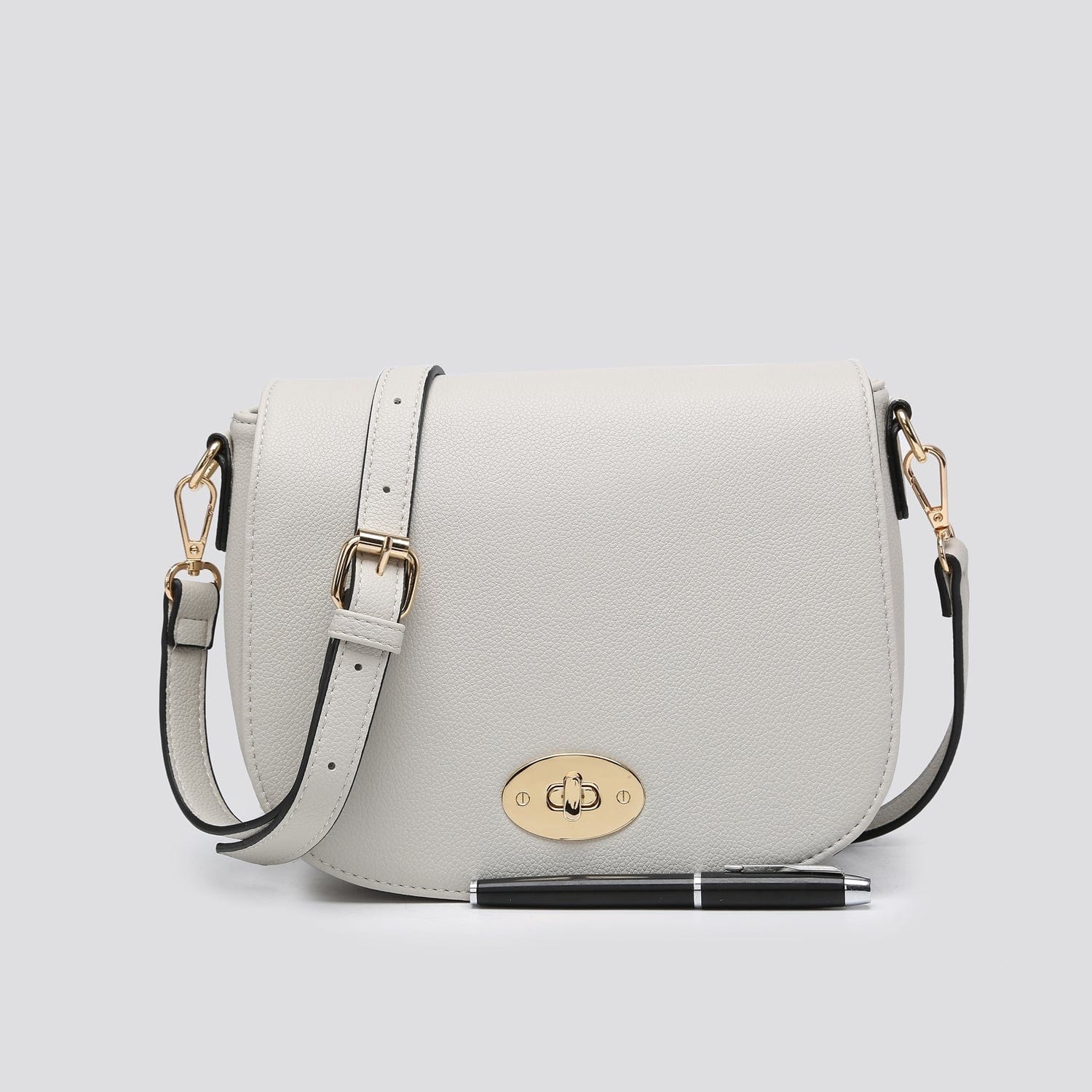 lusciousscarves Handbags Pale Grey Crossbody Twist Clasp Closer Bag