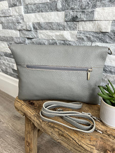 Pale Grey Genuine Leather Clutch Bag luscious scarves