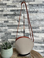 Load image into Gallery viewer, lusciousscarves Handbags Pale Grey Italian Leather Clamshell Crossbody  Bag
