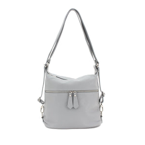 lusciousscarves Handbags Pale Grey Italian Leather Convertible Bag Handbag / Rucksack / Backpack