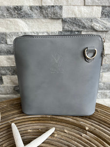 lusciousscarves Handbags Pale Grey Small Italian Leather Crossbody Bag
