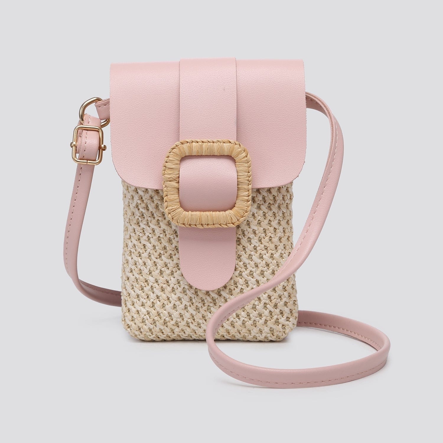 lusciousscarves Handbags Pale Pink Crossbody Phone Pouch , Woven Design Small Bag