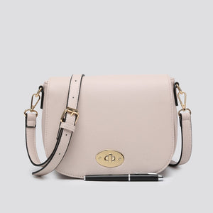 lusciousscarves Handbags Pale Pink Crossbody Twist Clasp Closer Bag