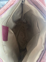 Load image into Gallery viewer, lusciousscarves Handbags Pink Leather &amp; Suede Mix Croc Print Hobo Bag
