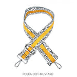 Load image into Gallery viewer, lusciousscarves Handbags Polka dot- Mustard Interchangeable Bag Straps with Silver Hardware - Lots of colours available.
