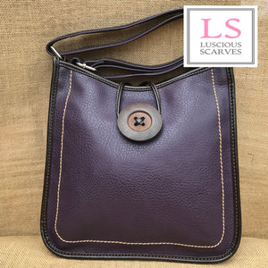 lusciousscarves Handbags Purple Cross body Faux Leather Big Button Fashion