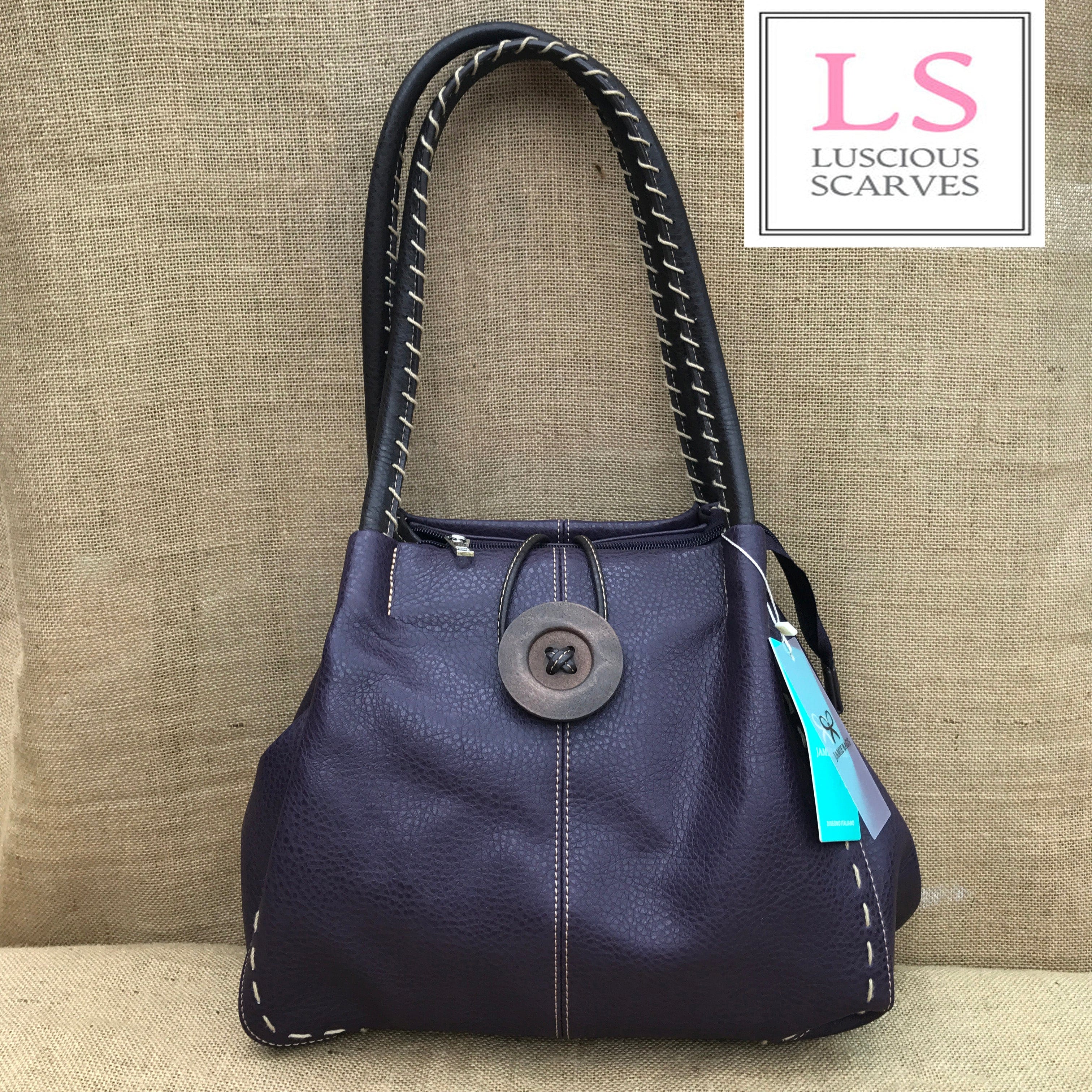 lusciousscarves Handbags Purple Faux Leather Big Button Fashion Shoulder Bag Handbag