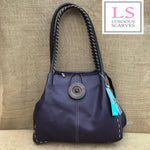 Load image into Gallery viewer, lusciousscarves Handbags Purple Faux Leather Big Button Fashion Shoulder Bag Handbag
