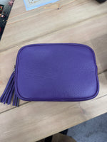 Load image into Gallery viewer, lusciousscarves Handbags PURPLE Leather tassel camera style crossbody bag / handbag
