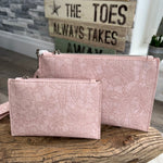 Load image into Gallery viewer, lusciousscarves Handbags Red Cuckoo Dusky Pink Floral Clutch Bag Duo
