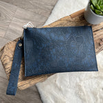 Load image into Gallery viewer, lusciousscarves Handbags Red Cuckoo Navy blue Floral Clutch Bag Duo
