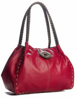Load image into Gallery viewer, lusciousscarves Handbags Red Faux Leather Big Button Fashion Shoulder Bag Handbag
