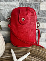 Load image into Gallery viewer, lusciousscarves Handbags Red Italian leather crossbody phone bag - lots of colours
