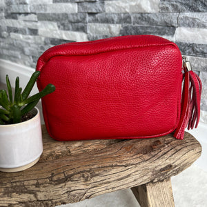 lusciousscarves Handbags Red Italian Leather Soft Crossbody Camera Bag
