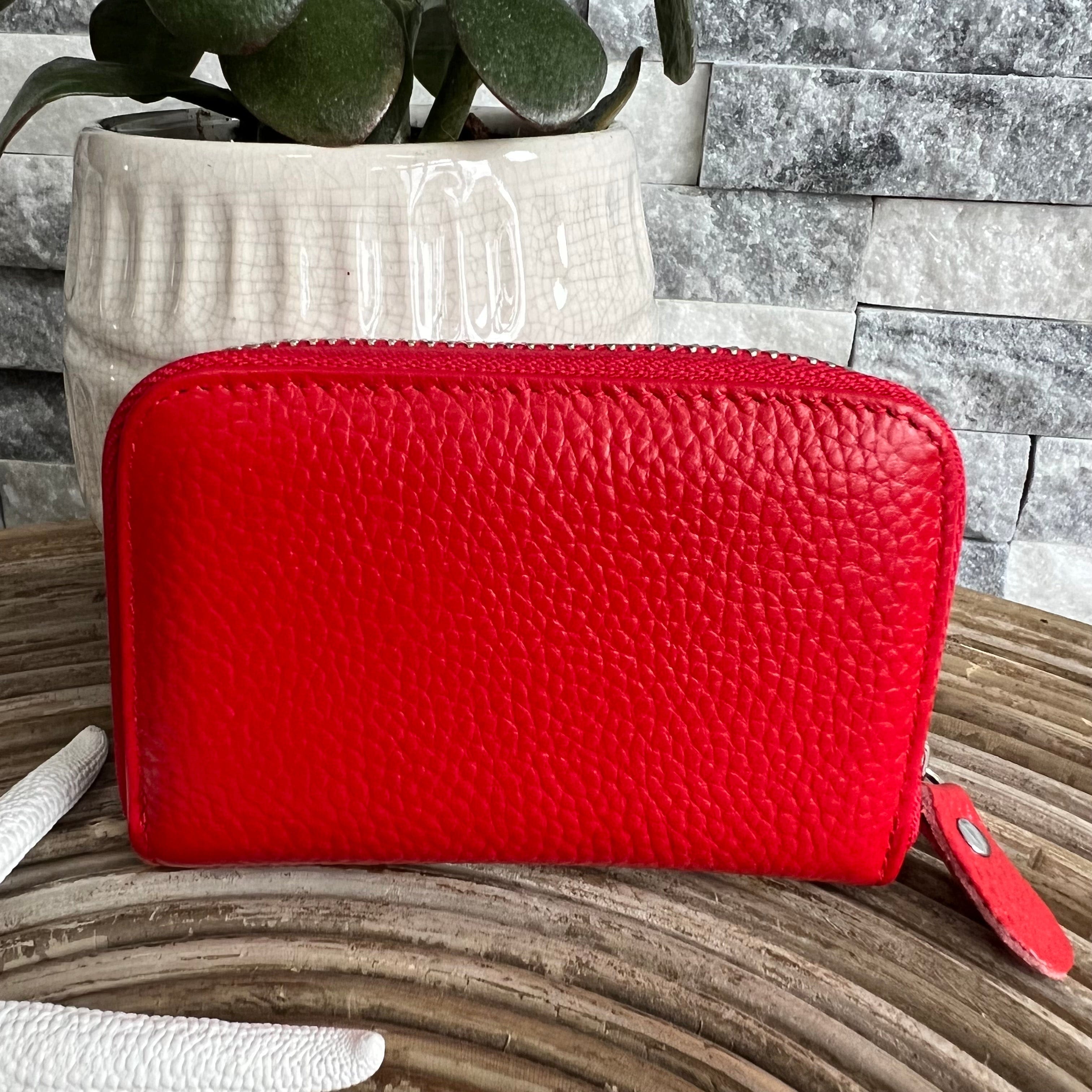 lusciousscarves Handbags Red Leather credit card holder with RFID card protection.