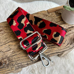 Load image into Gallery viewer, lusciousscarves Handbags Red Leopard Interchangeable Bag Straps with Silver Hardware - Lots of colours available.

