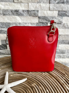 lusciousscarves Handbags Red Small Italian Leather Crossbody Bag