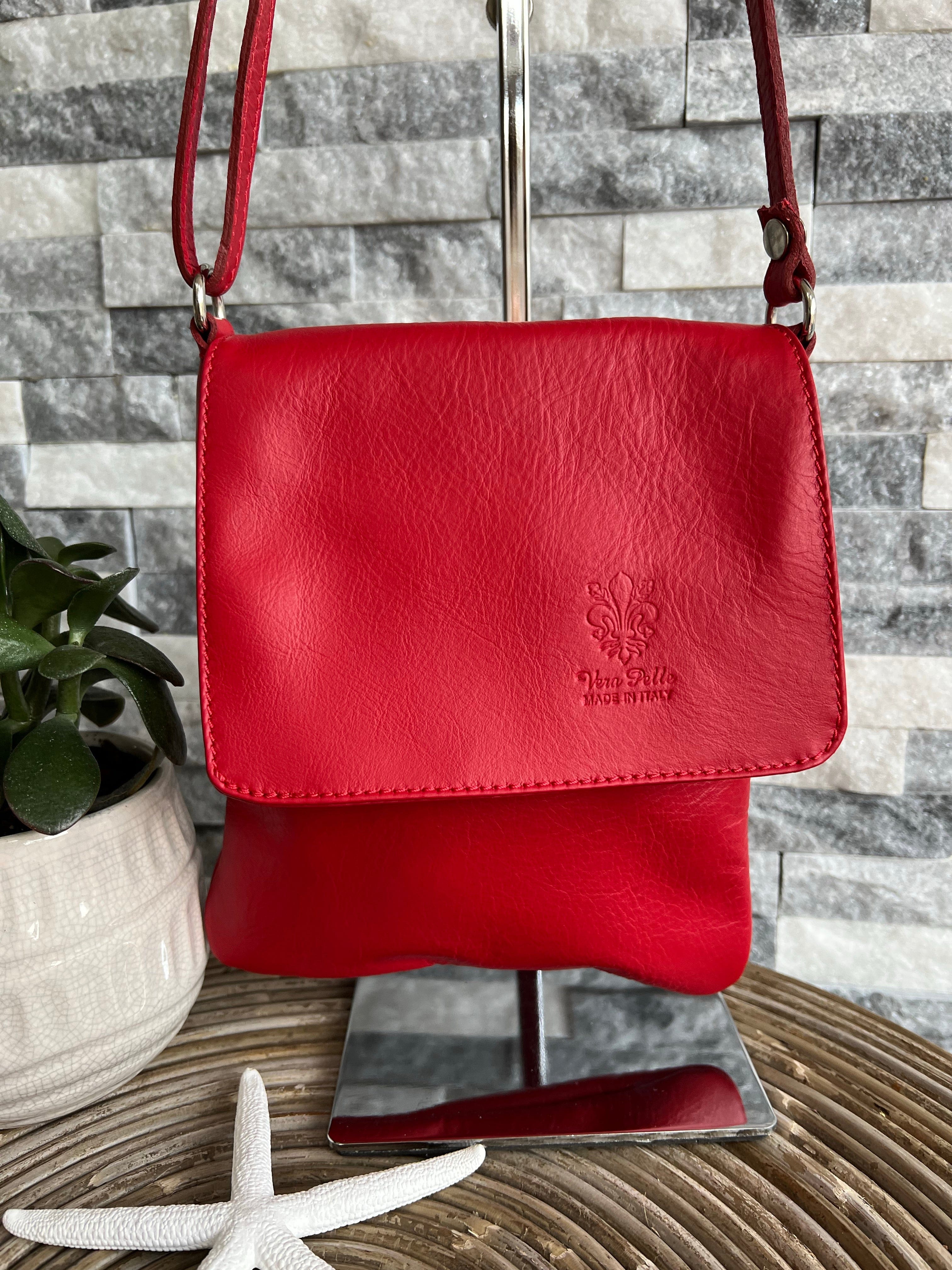 lusciousscarves Handbags Red Small , Soft Italian Leather Crossbody Bag