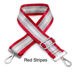Load image into Gallery viewer, lusciousscarves Handbags Red Stripes Handbag Bag Straps with SILVER HARDWARE - Lots of colours available.
