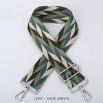 Load image into Gallery viewer, lusciousscarves Handbags Sage green shapes Interchangeable Bag Straps with Silver Hardware - Lots of colours available.
