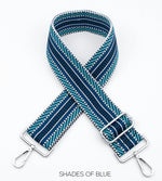 Load image into Gallery viewer, lusciousscarves Handbags Shades of blue Interchangeable Bag Straps with Silver Hardware - Lots of colours available.

