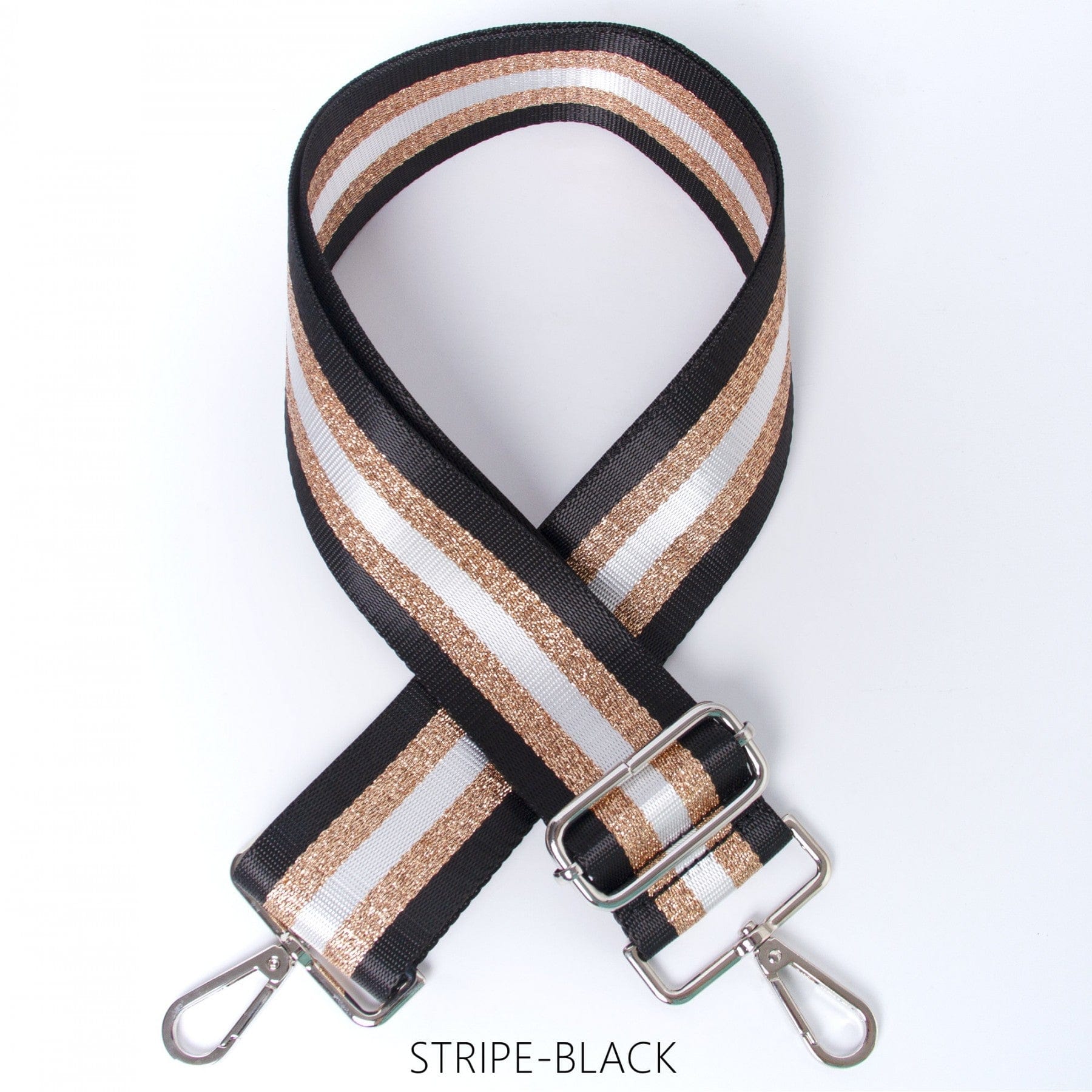 lusciousscarves Handbags Stripe-Black Interchangeable Bag Straps with Silver Hardware - Lots of colours available.