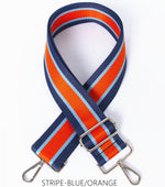 Load image into Gallery viewer, lusciousscarves Handbags Stripe blue-orange Interchangeable Bag Straps with Silver Hardware - Lots of colours available.
