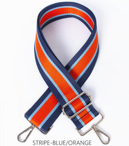 lusciousscarves Handbags Stripe blue-orange Interchangeable Bag Straps with Silver Hardware - Lots of colours available.