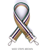 Load image into Gallery viewer, lusciousscarves Handbags Stripe-brown Interchangeable Bag Straps with Silver Hardware - Lots of colours available.
