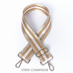 Load image into Gallery viewer, lusciousscarves Handbags Stripe-champagne Interchangeable Bag Straps with Silver Hardware - Lots of colours available.
