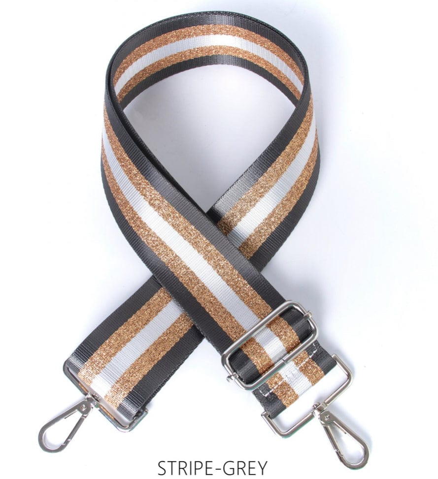 lusciousscarves Handbags Stripe Grey Interchangeable Bag Straps with Silver Hardware - Lots of colours available.