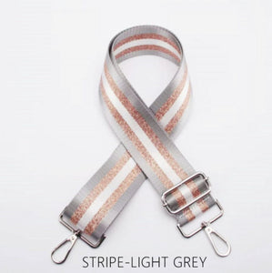 lusciousscarves Handbags Stripe - Light Grey Interchangeable Bag Straps with Silver Hardware - Lots of colours available.