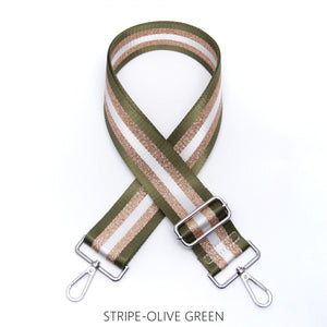 lusciousscarves Handbags Stripe Olive Interchangeable Bag Straps with Silver Hardware - Lots of colours available.