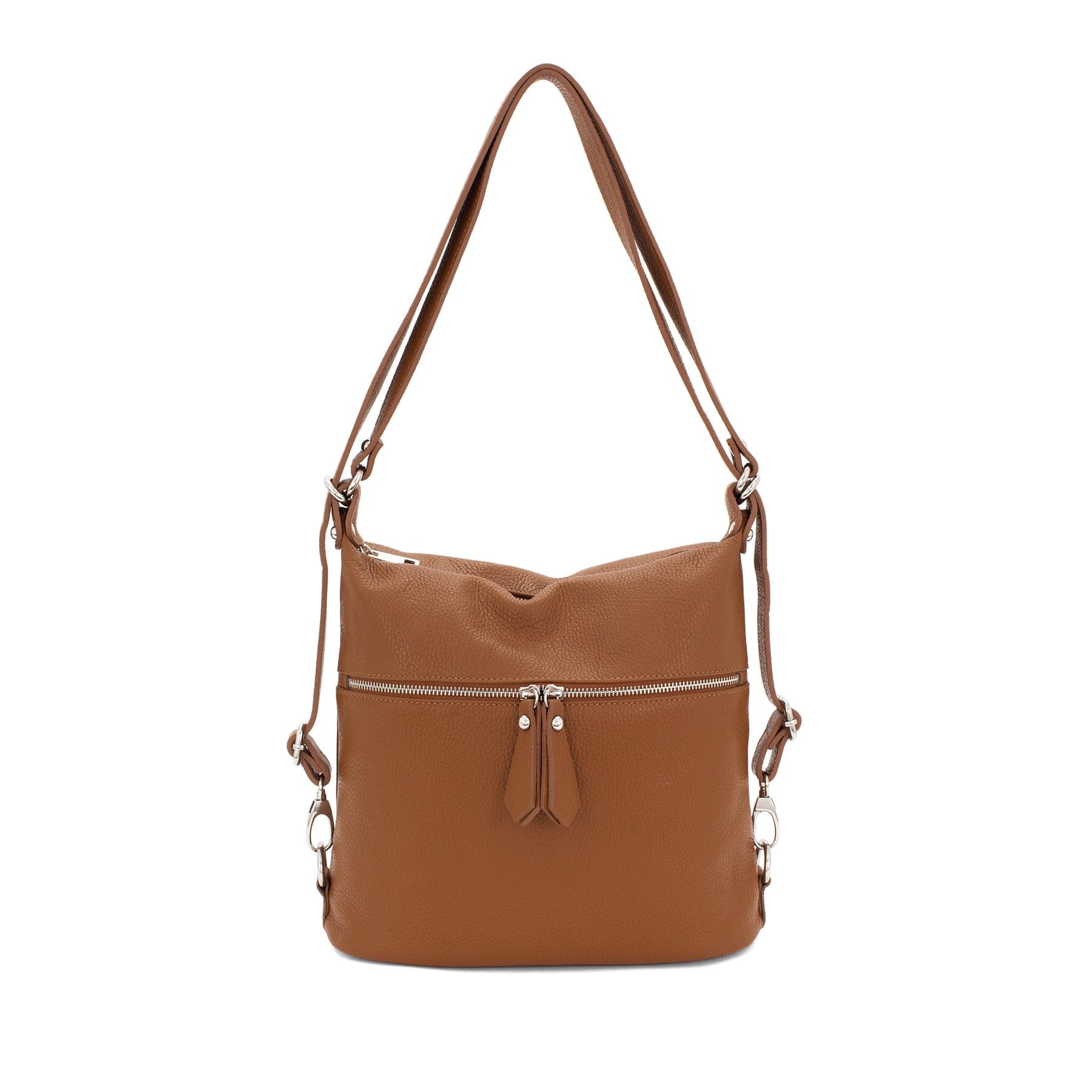 lusciousscarves Handbags Tan Italian Leather Convertible Bag Handbag / Rucksack / Backpack