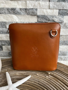 lusciousscarves Handbags Tan Small Italian Leather Crossbody Bag