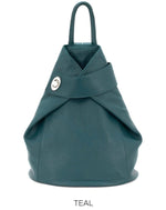 Load image into Gallery viewer, lusciousscarves Handbags Teal Italian Leather Folding Rucksack Backpack 12 Colours -
