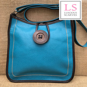 lusciousscarves Handbags Turquioues Cross body Faux Leather Big Button Fashion