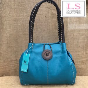 lusciousscarves Handbags Turquoise Faux Leather Big Button Fashion Shoulder Bag Handbag