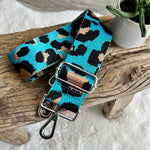 Load image into Gallery viewer, lusciousscarves Handbags Turquoise Leopard Interchangeable Bag Straps with Silver Hardware - Lots of colours available.
