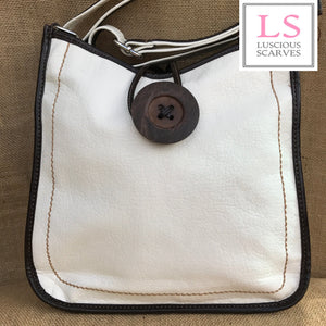 lusciousscarves Handbags White Cross body Faux Leather Big Button Fashion