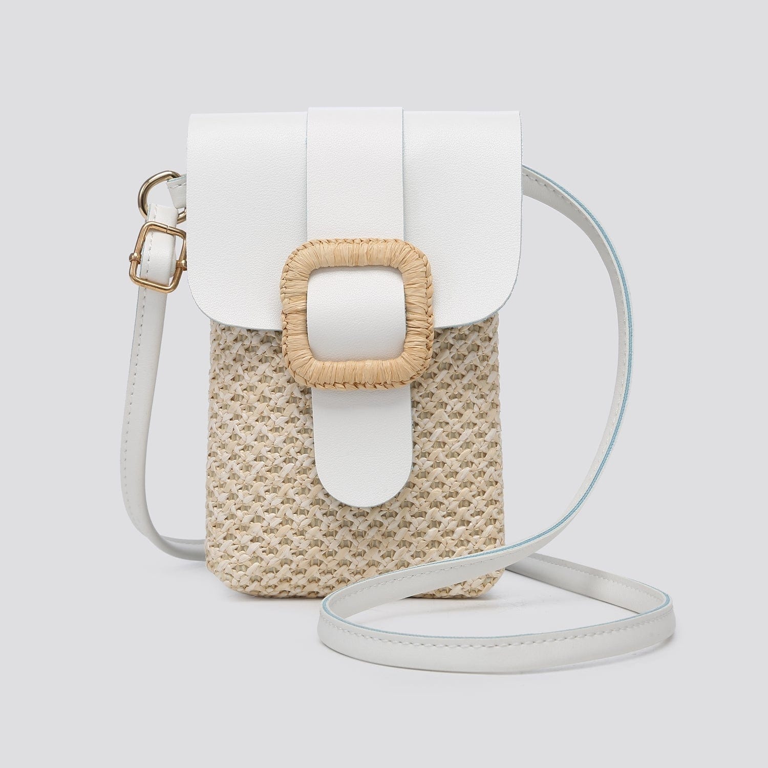 lusciousscarves Handbags White Crossbody Phone Pouch , Woven Design Small Bag