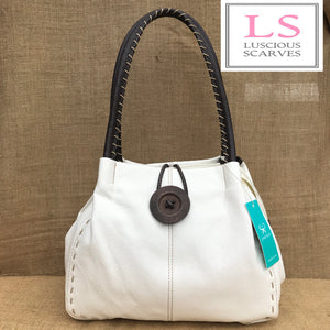 lusciousscarves Handbags White Faux Leather Big Button Fashion Shoulder Bag Handbag