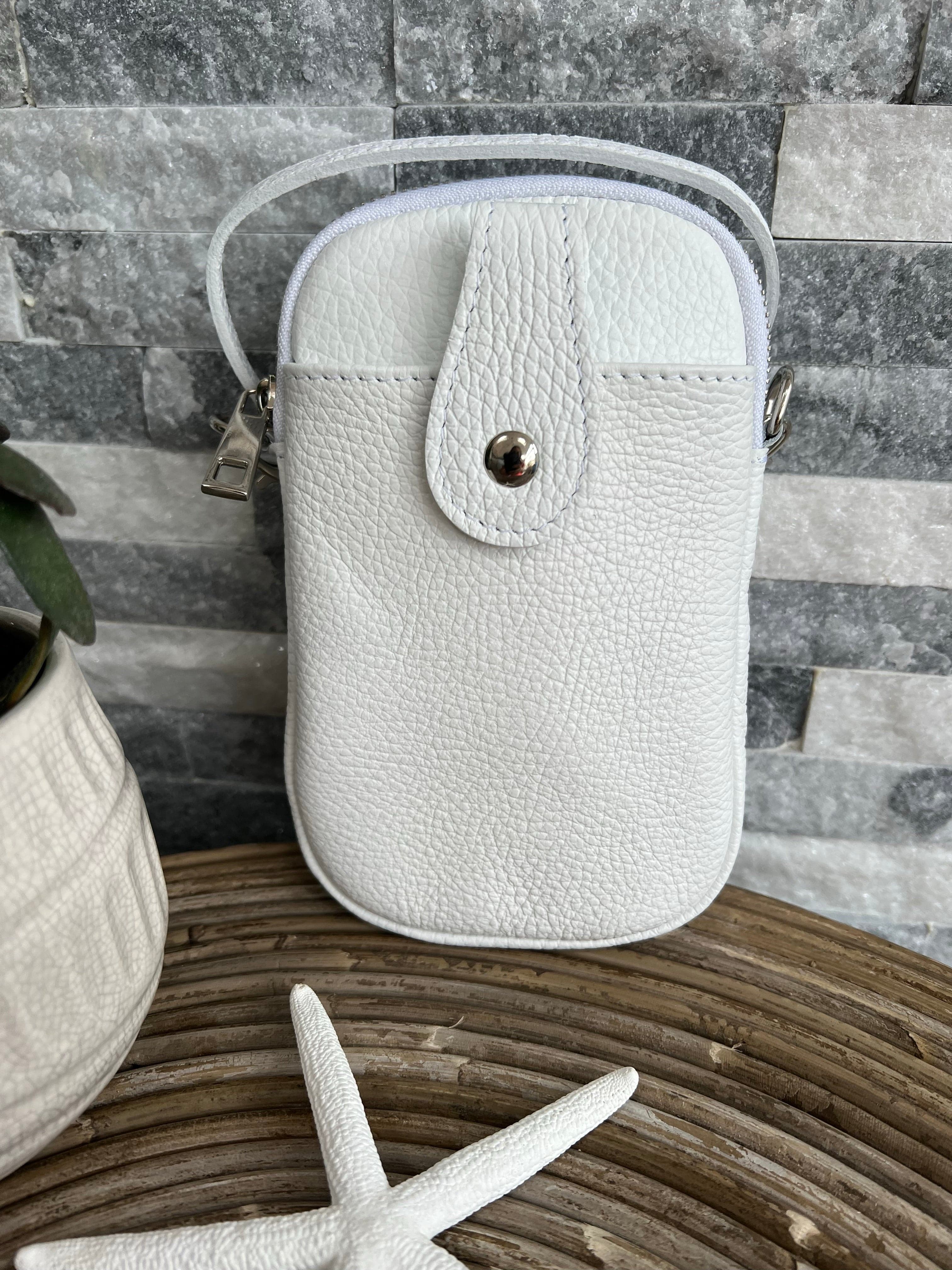 lusciousscarves Handbags White Italian leather crossbody phone bag - lots of colours