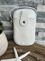 Load image into Gallery viewer, lusciousscarves Handbags White Italian leather crossbody phone bag - lots of colours
