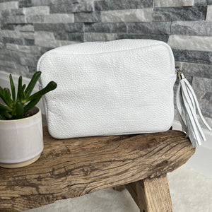 lusciousscarves Handbags White Italian Leather Soft Crossbody Camera Bag