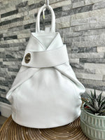 Load image into Gallery viewer, lusciousscarves Handbags White Soft Italian Leather Pack Away Rucksack / Backpack
