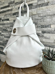 lusciousscarves Handbags White Soft Italian Leather Pack Away Rucksack / Backpack