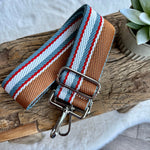Load image into Gallery viewer, lusciousscarves Handbags Wide Stripe-Tan Interchangeable Bag Straps with Silver Hardware - Lots of colours available.
