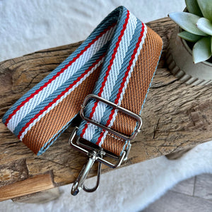 lusciousscarves Handbags Wide Stripe-Tan Interchangeable Bag Straps with Silver Hardware - Lots of colours available.